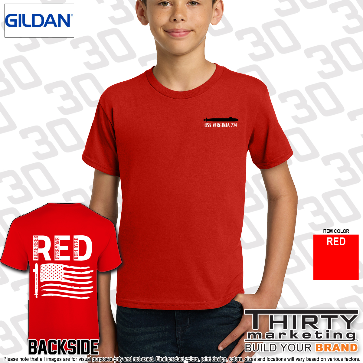 USS Virginia FRG RED T-Shirt - Image 2