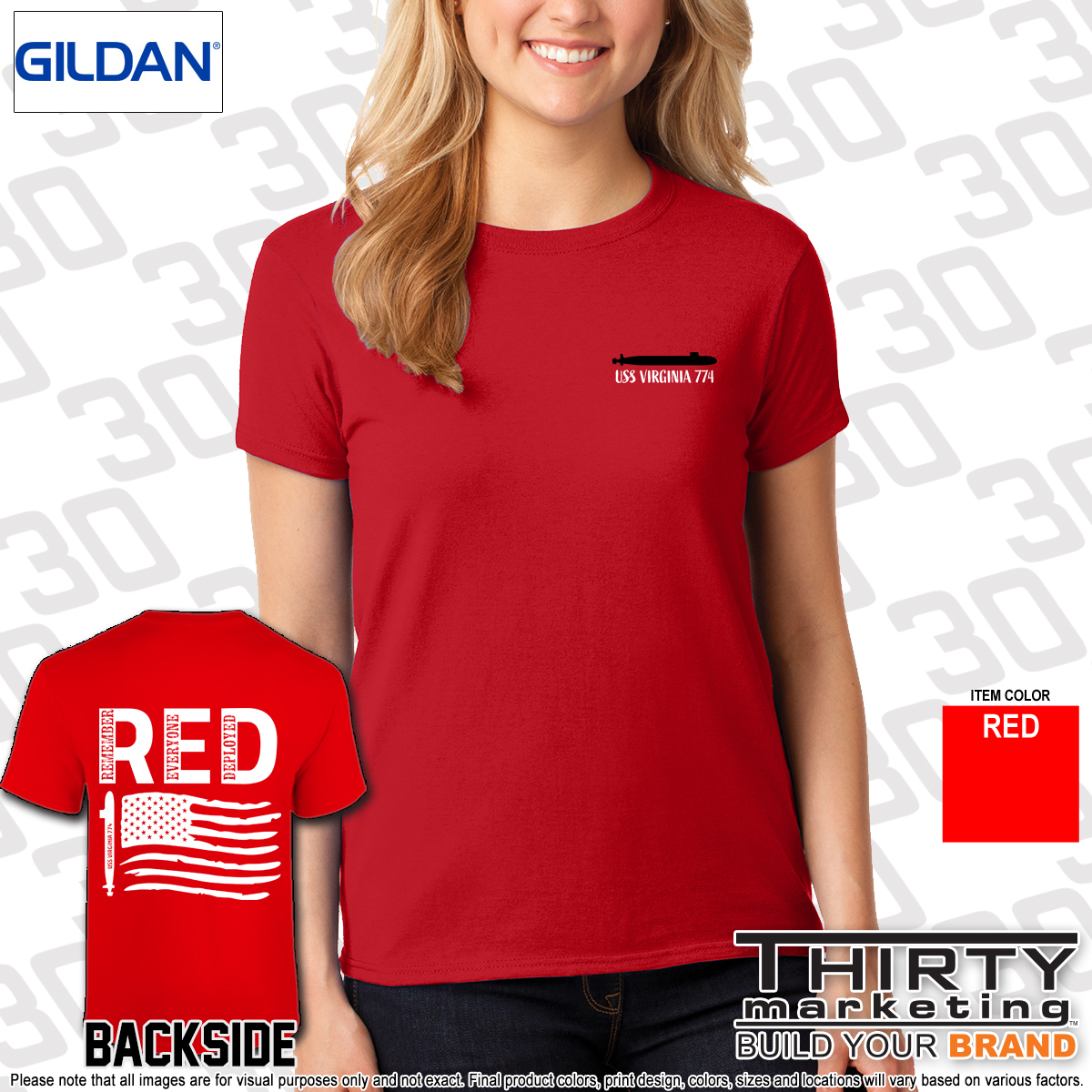USS Virginia FRG RED T-Shirt - Image 3