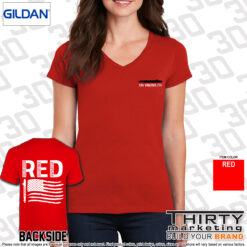USS Virginia FRG RED Ladies V-Neck T-Shirt
