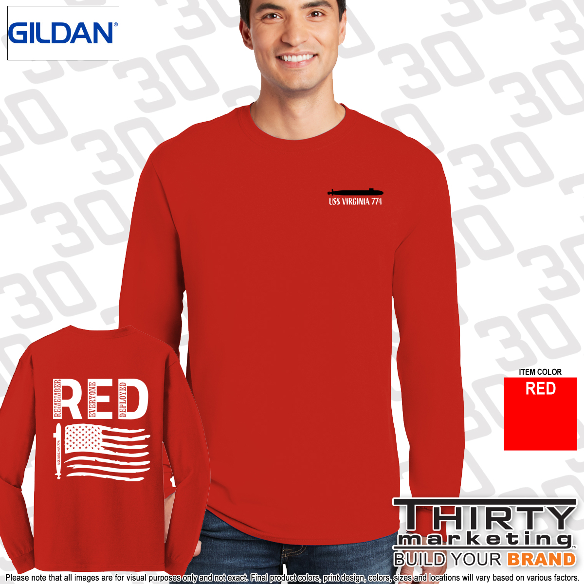 USS Virginia FRG RED Long Sleeve Tee