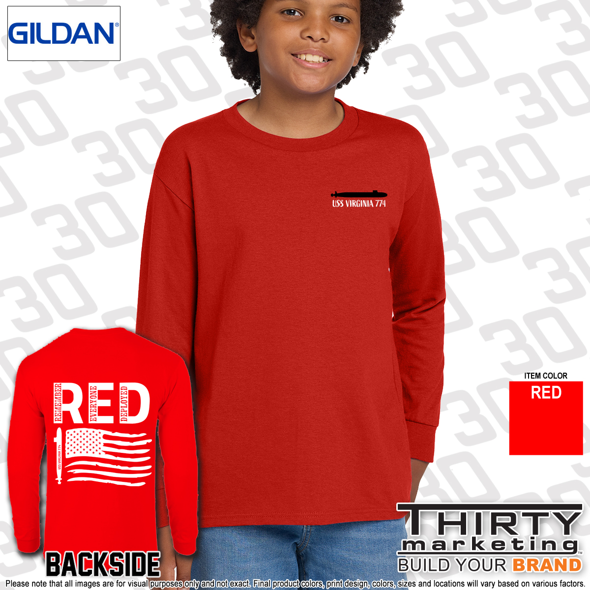 USS Virginia FRG RED Long Sleeve Tee - Image 2