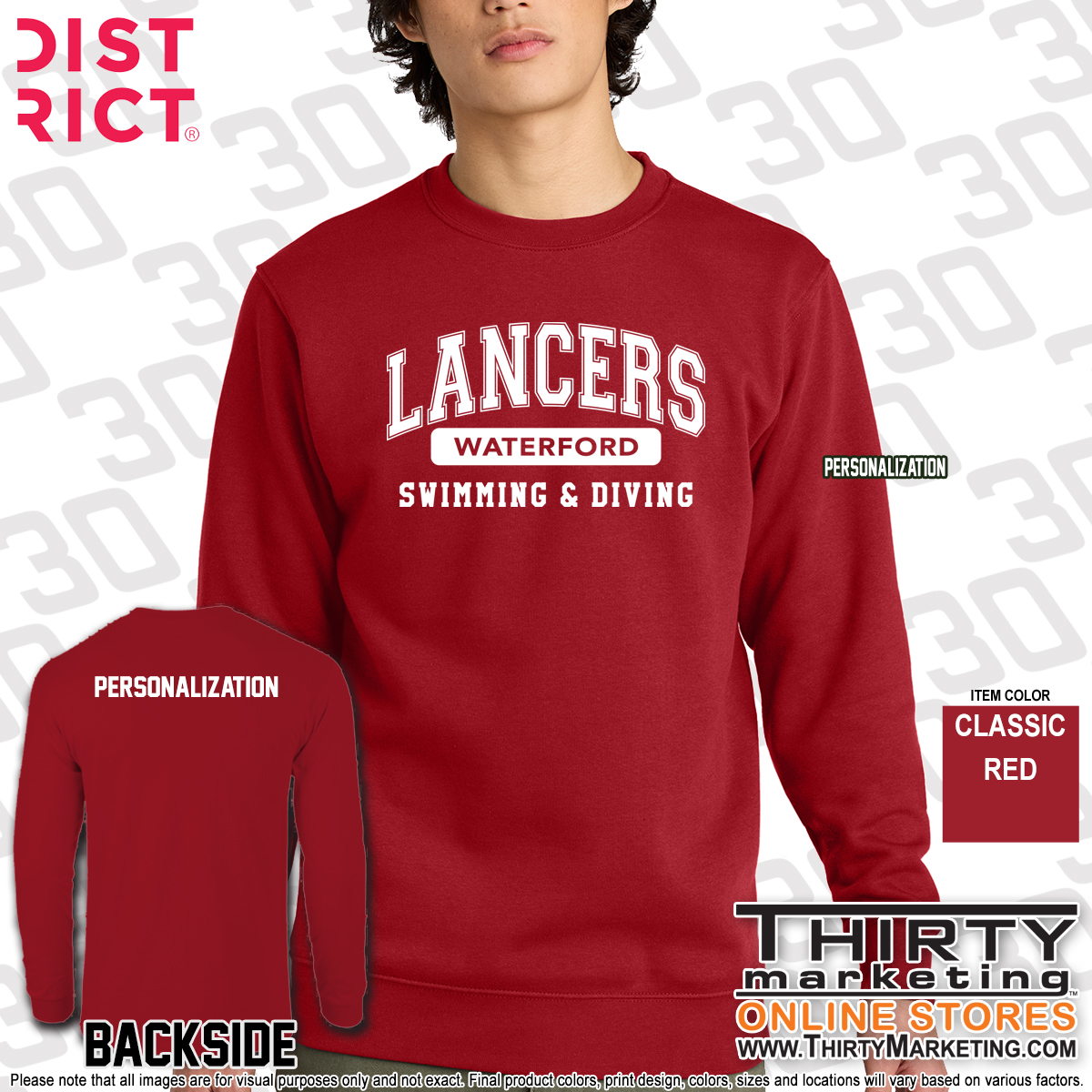 WHS Lancers Swimming Crewneck Sweatshirt