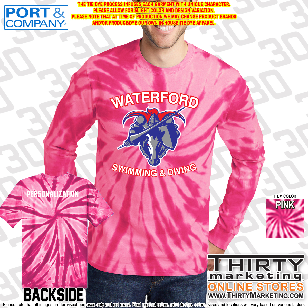 WHS Swimming Tie-Dye Long Sleeve Tee - Image 2