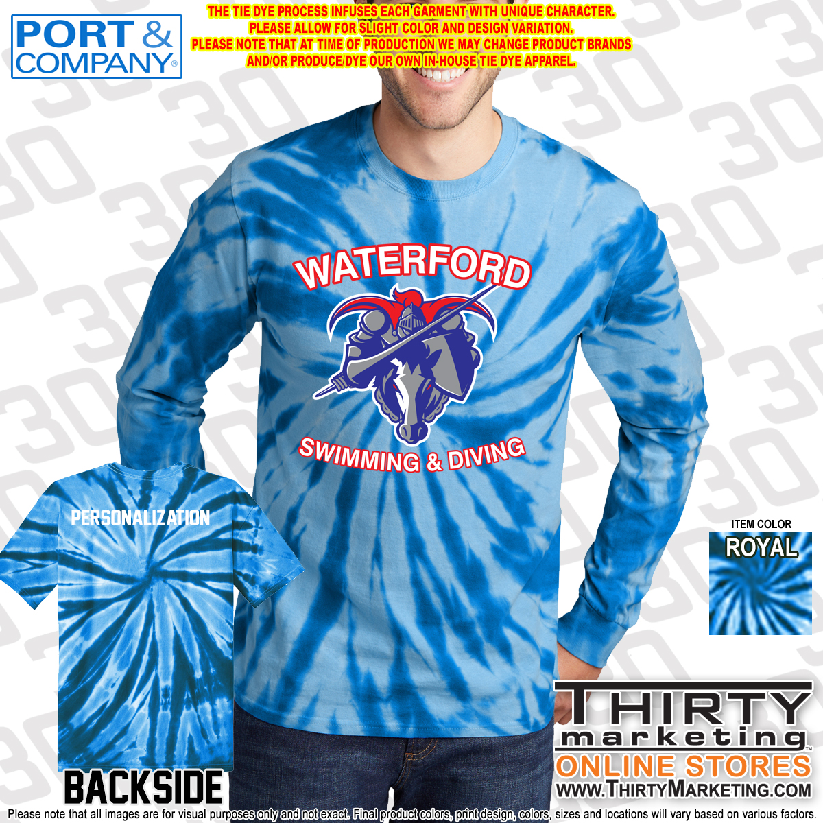 WHS Swimming Tie-Dye Long Sleeve Tee