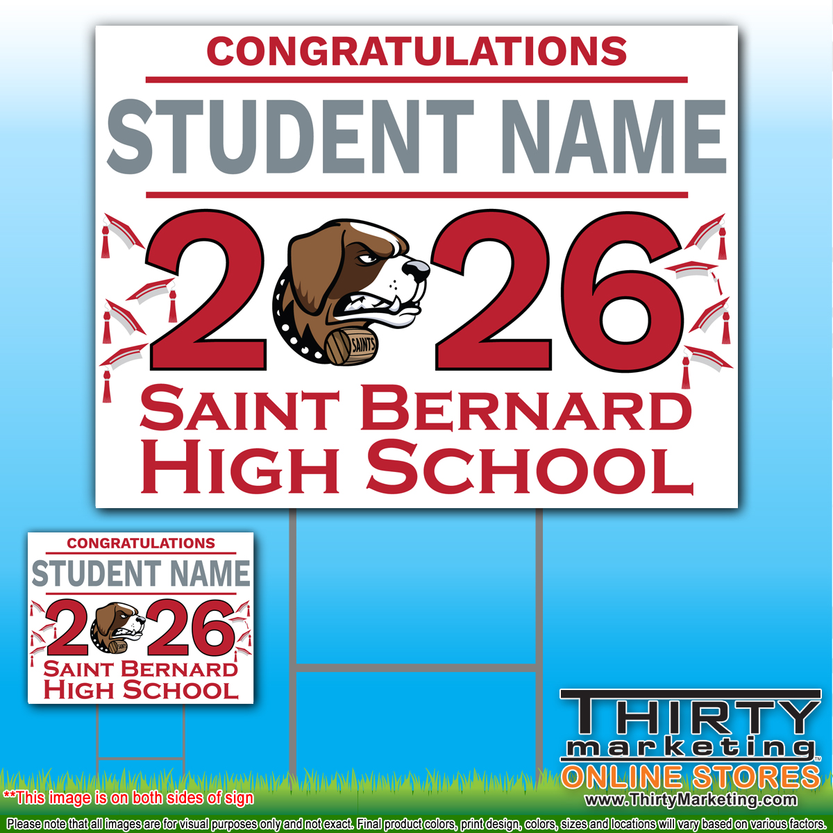 St. Bernard Class of 2026 Graduation Yard Sign