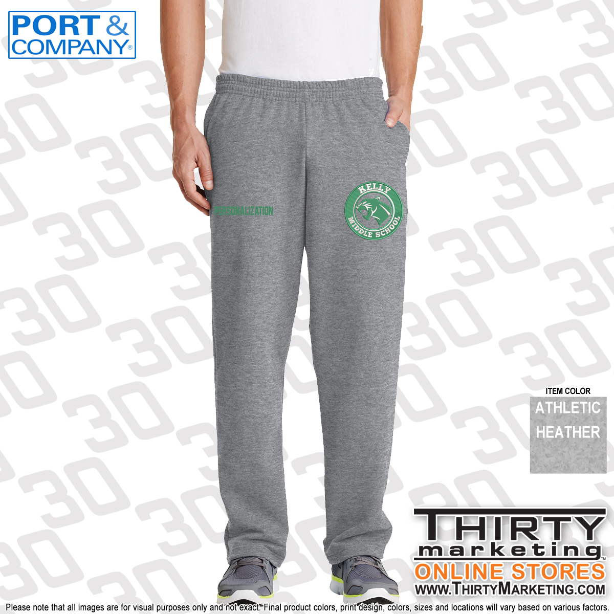 Kelly Middle School Open-Bottom Sweatpants with Pockets - Image 2