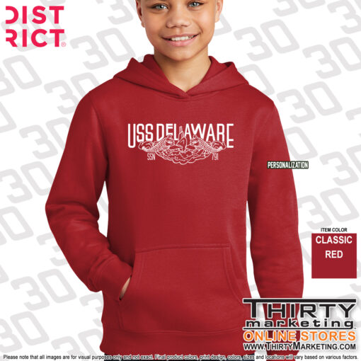 USS Delaware FRG Youth Fleece Hoodie - Image 2