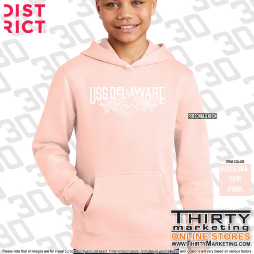 USS Delaware FRG Youth Fleece Hoodie - Image 3