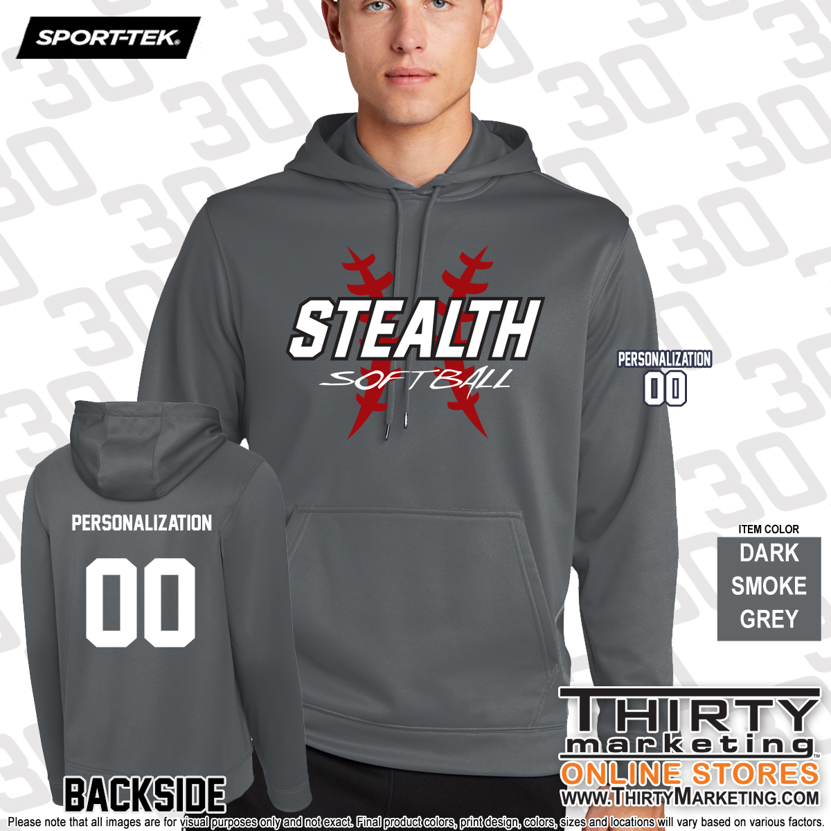 Stealth Softball Sport-Tek® Performance Fleece Hoodie - Image 4