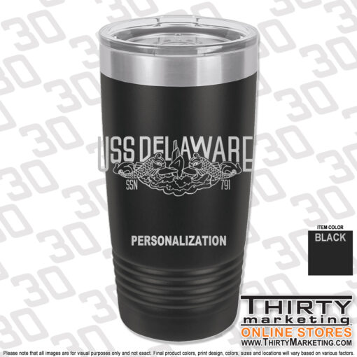 USS Delaware FRG 20oz Engraved Ringneck Tumbler - Image 2