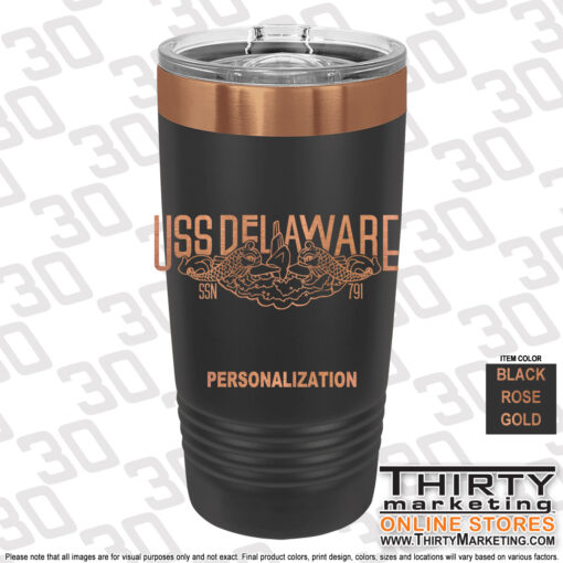 USS Delaware FRG 20oz Engraved Ringneck Tumbler - Image 4
