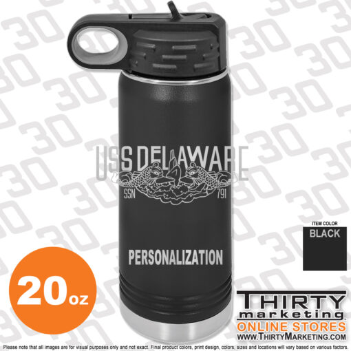 USS Delaware FRG Engraved 20oz Water Bottle - Image 2