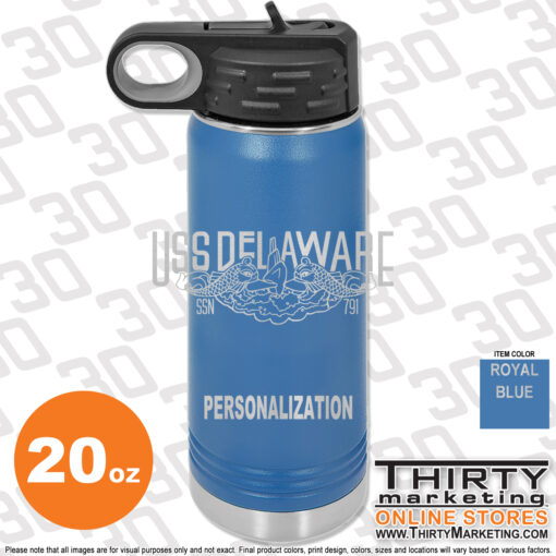 USS Delaware FRG Engraved 20oz Water Bottle