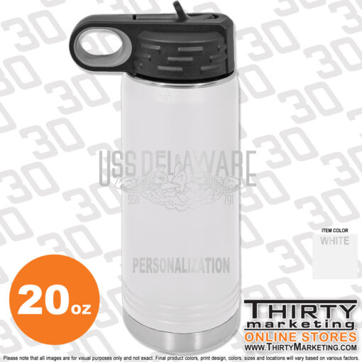 USS Delaware FRG Engraved 20oz Water Bottle - Image 5