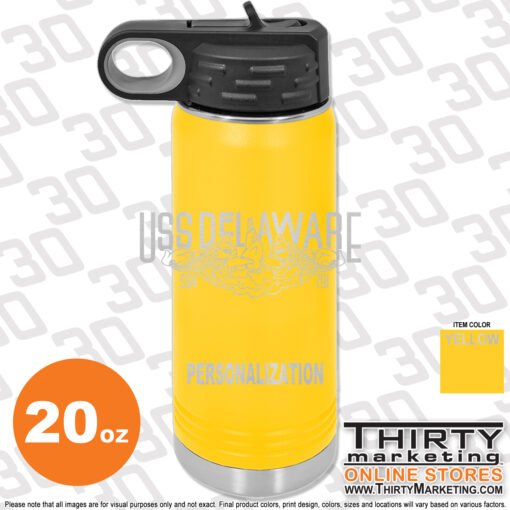 USS Delaware FRG Engraved 20oz Water Bottle - Image 6