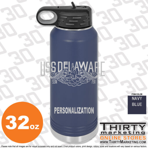 USS Delaware FRG 32oz Engraved Water Bottle