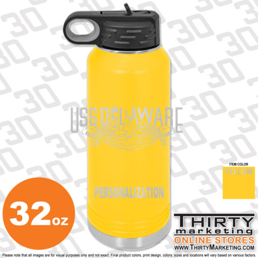 USS Delaware FRG 32oz Engraved Water Bottle - Image 2