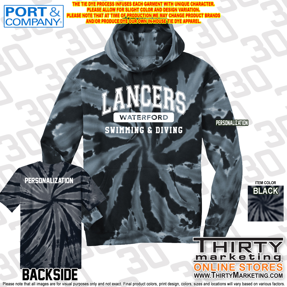 WHS Lancers Swimming Tie-Dye Hoodie