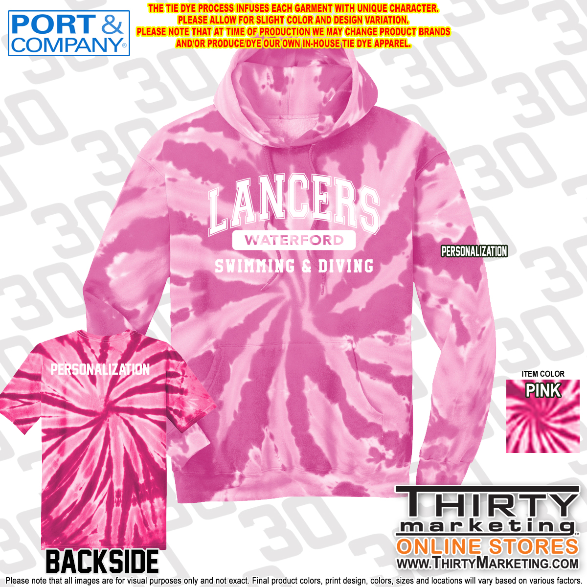 WHS Lancers Swimming Tie-Dye Hoodie - Image 2