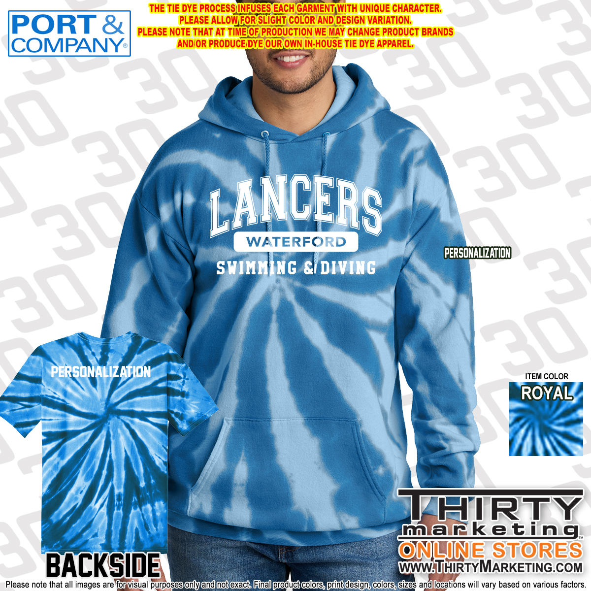 WHS Lancers Swimming Tie-Dye Hoodie - Image 3