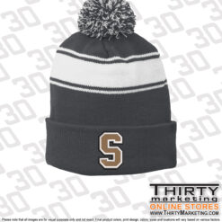 Stonington High School Music Stripe Pom Pom Beanie