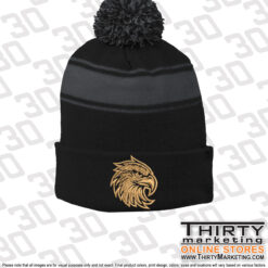 Veterans Elementary School Stripe Pom Pom Beanie