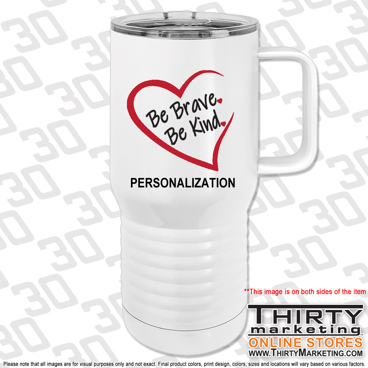 Be Brave Be Kind 20oz Insulated Tumbler with Handle - Image 2