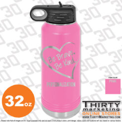 Alternative view of Be Brave Be Kind 32oz Engraved Water Bottle