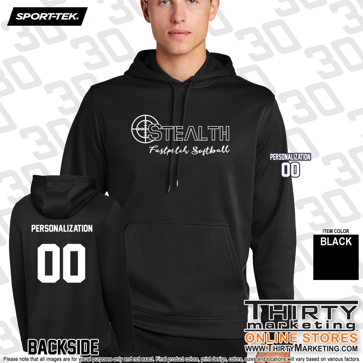 Stealth Fastpitch Softball Sport-Tek® Performance Fleece Hoodie - Image 2