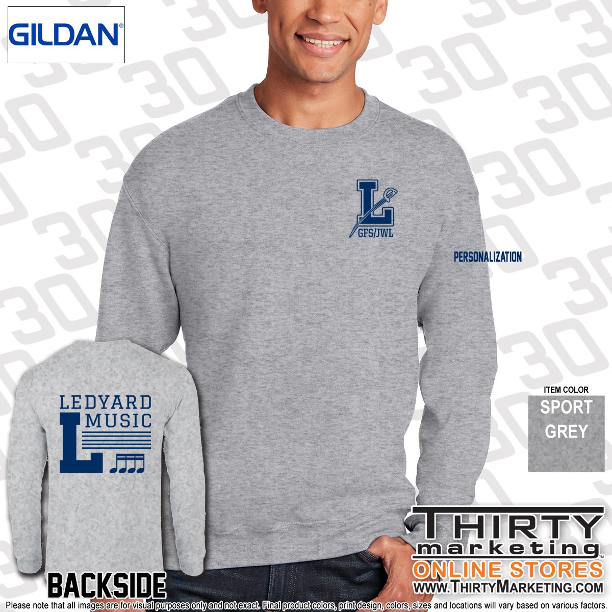 Ledyard Elementary Music Crewneck Sweatshirt - Image 14
