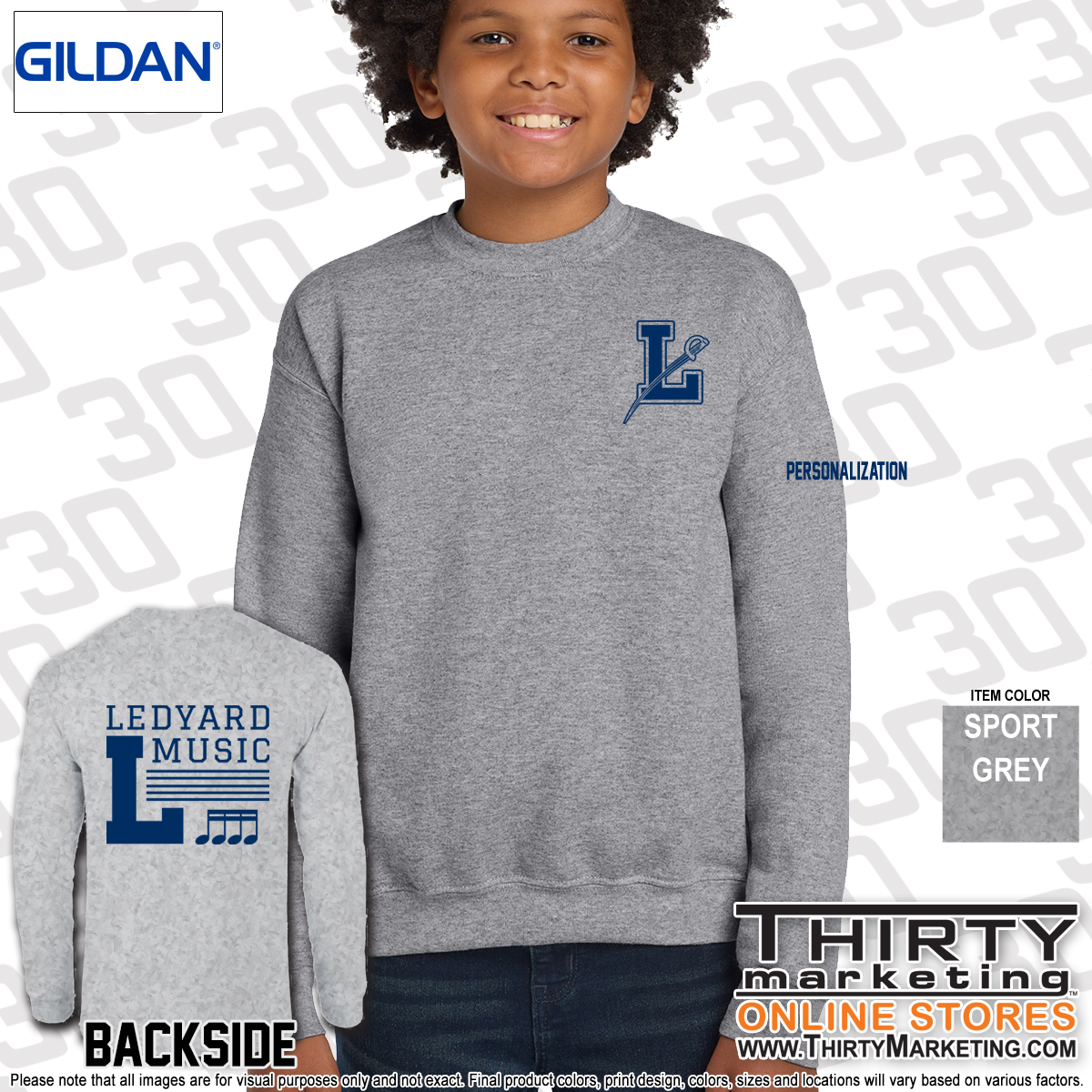 Ledyard Elementary Music Crewneck Sweatshirt - Image 13