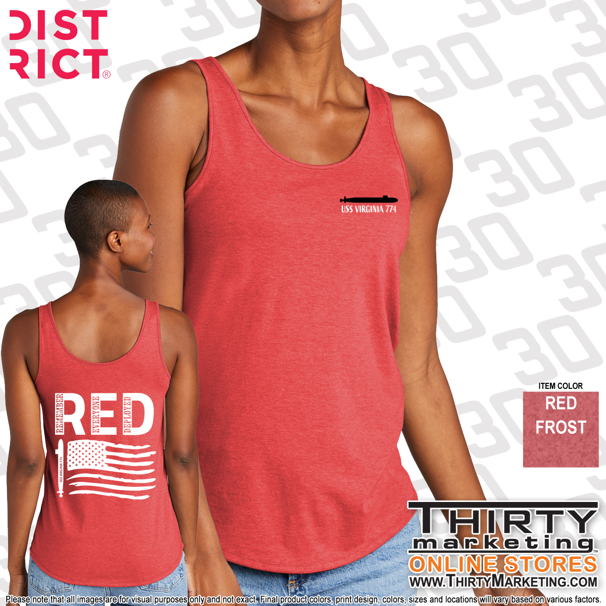 USS Virginia FRG RED Ladies' Tank Top