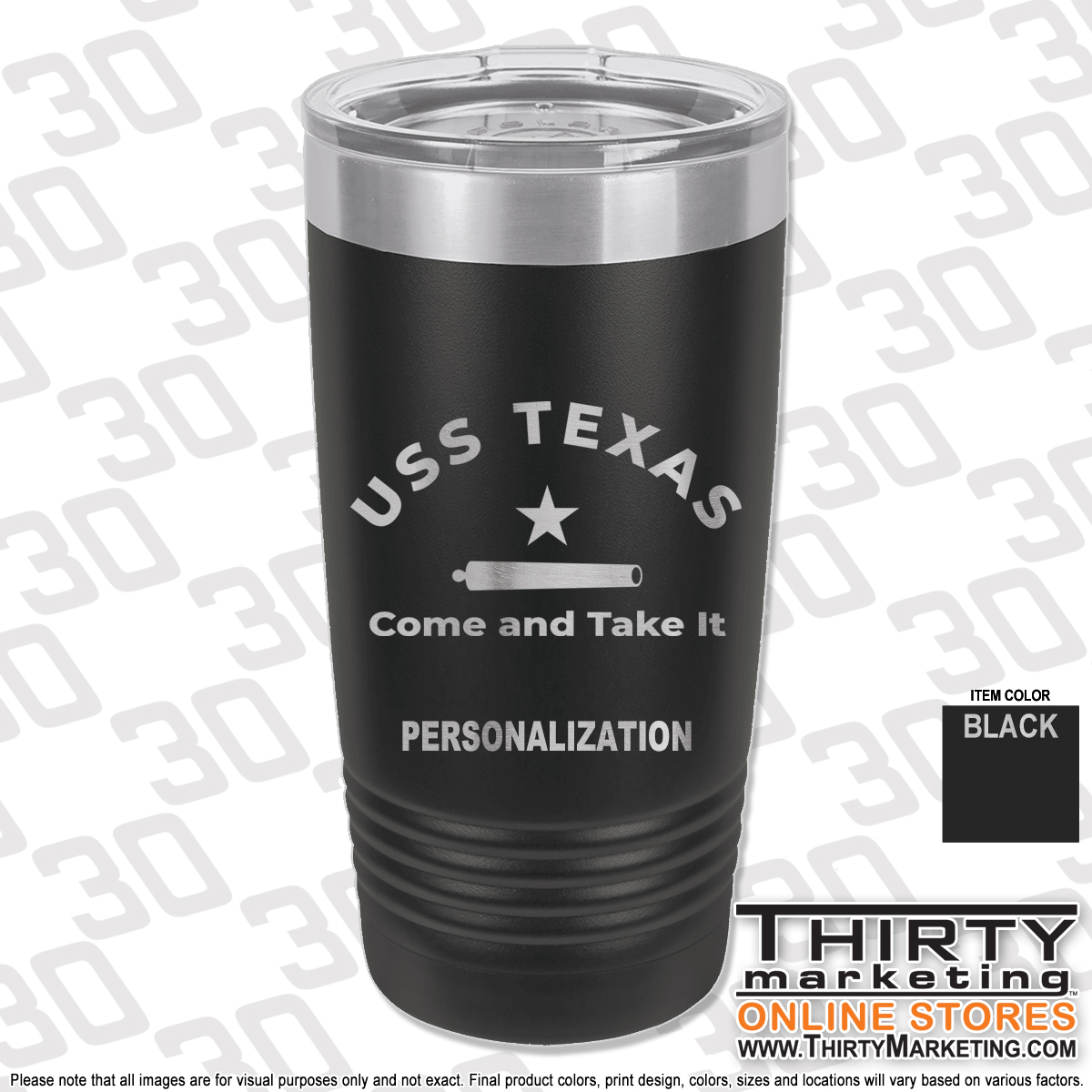 USS Texas FRG 20oz Engraved Ringneck Tumbler