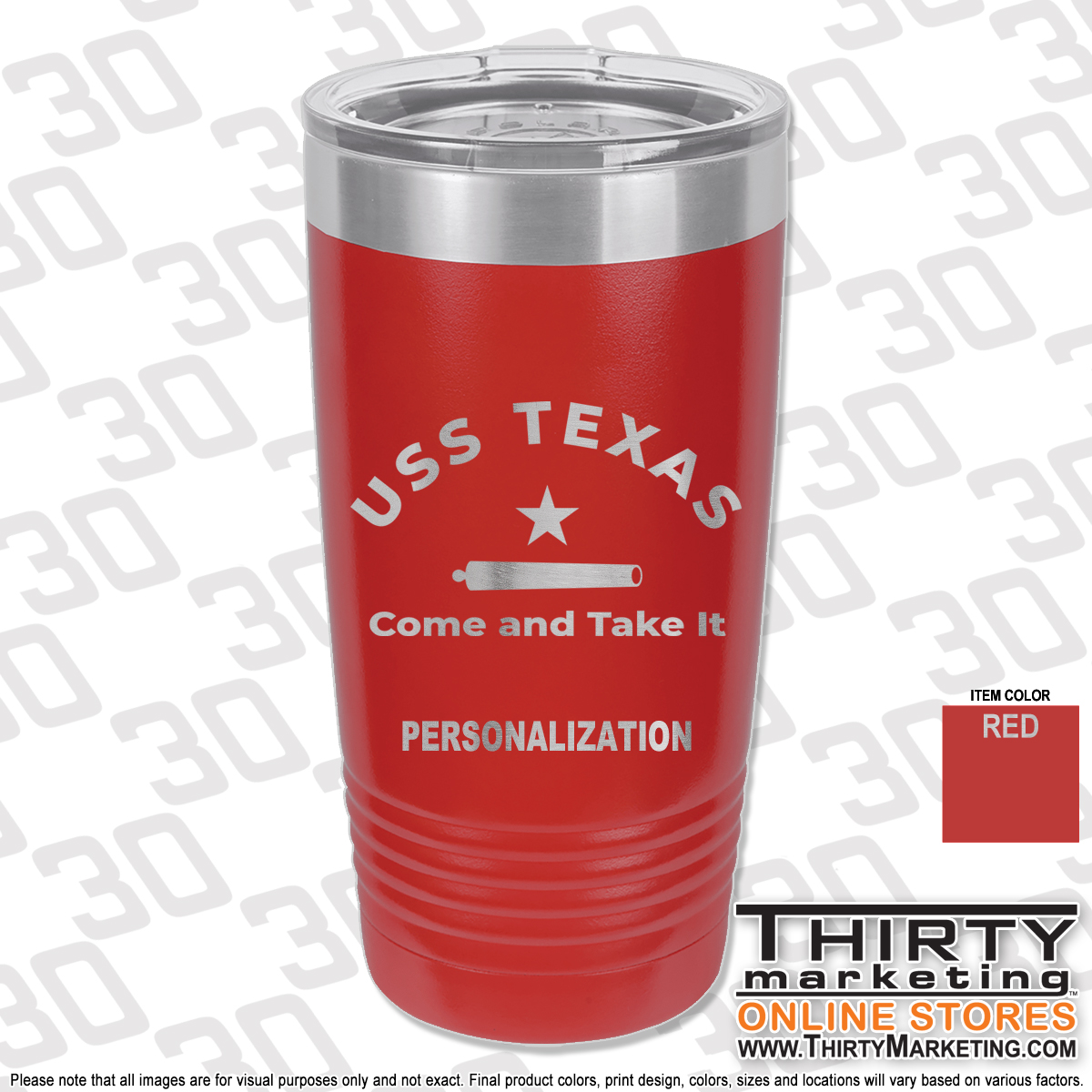 USS Texas FRG 20oz Engraved Ringneck Tumbler - Image 4
