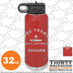 Alternative view of USS Texas FRG 32oz Engraved Water Bottle