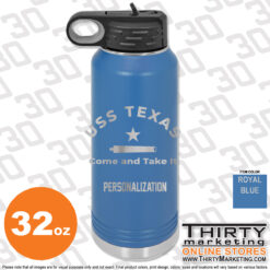USS Texas FRG 32oz Engraved Water Bottle