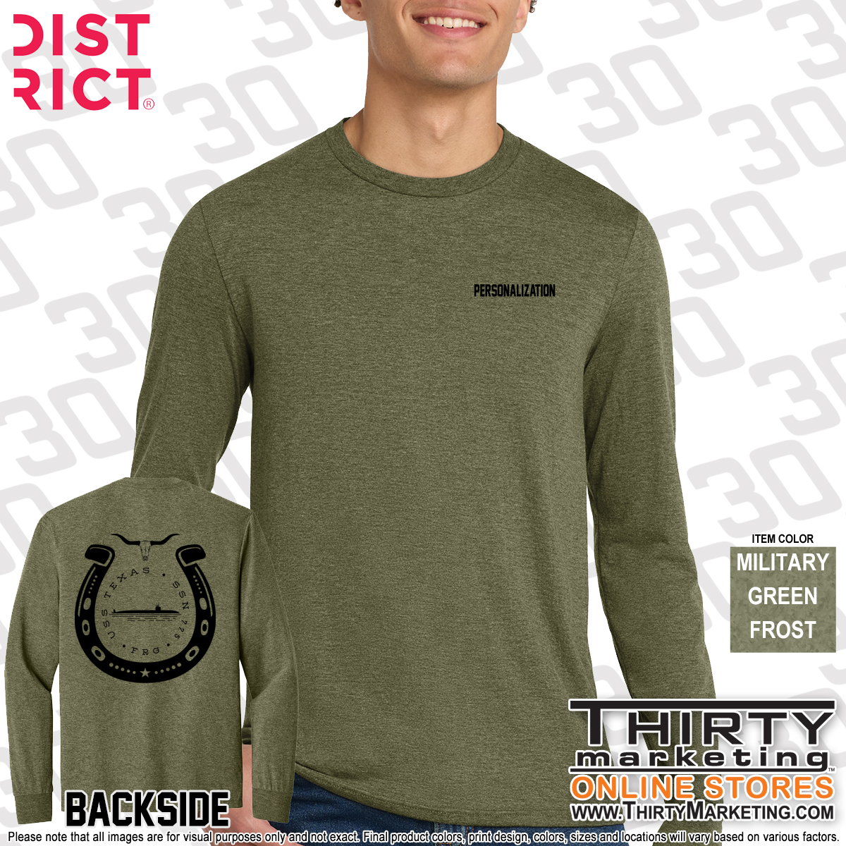 USS Texas FRG Logo District Long Sleeve Tee