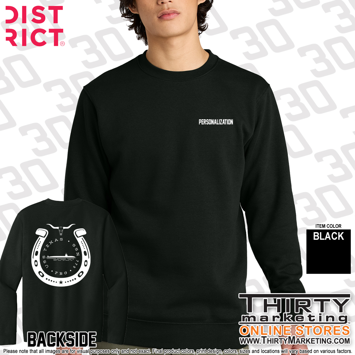 USS Texas FRG Logo Crewneck Sweatshirt - Image 3
