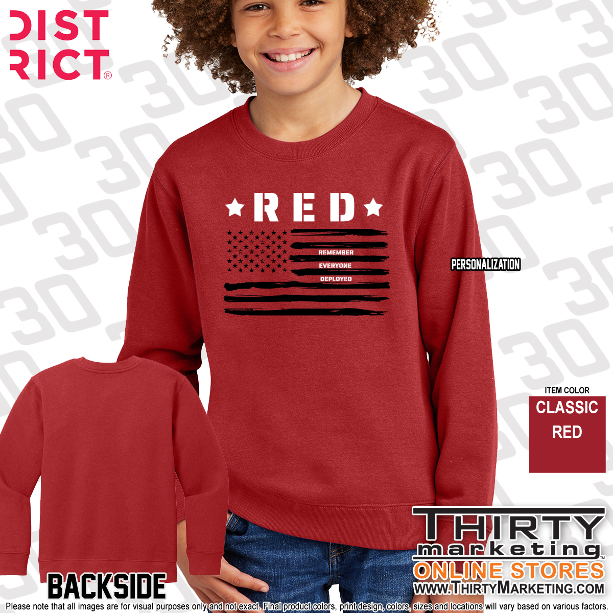 USS Texas FRG RED Crewneck Sweatshirt - Image 2