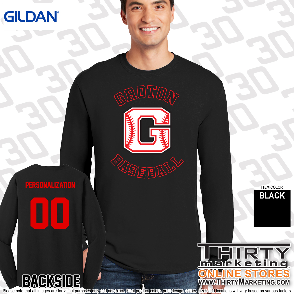 Groton Little League Cotton Long Sleeve T-Shirt - Image 3