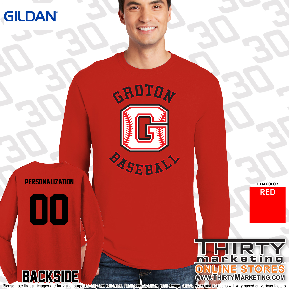 Groton Little League Cotton Long Sleeve T-Shirt - Image 2