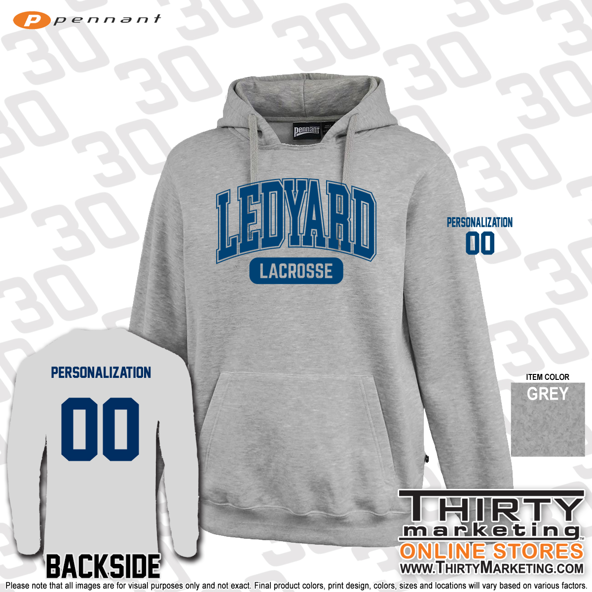 LHS Boys Lacrosse Pennant Rugger Hoodie - Image 2