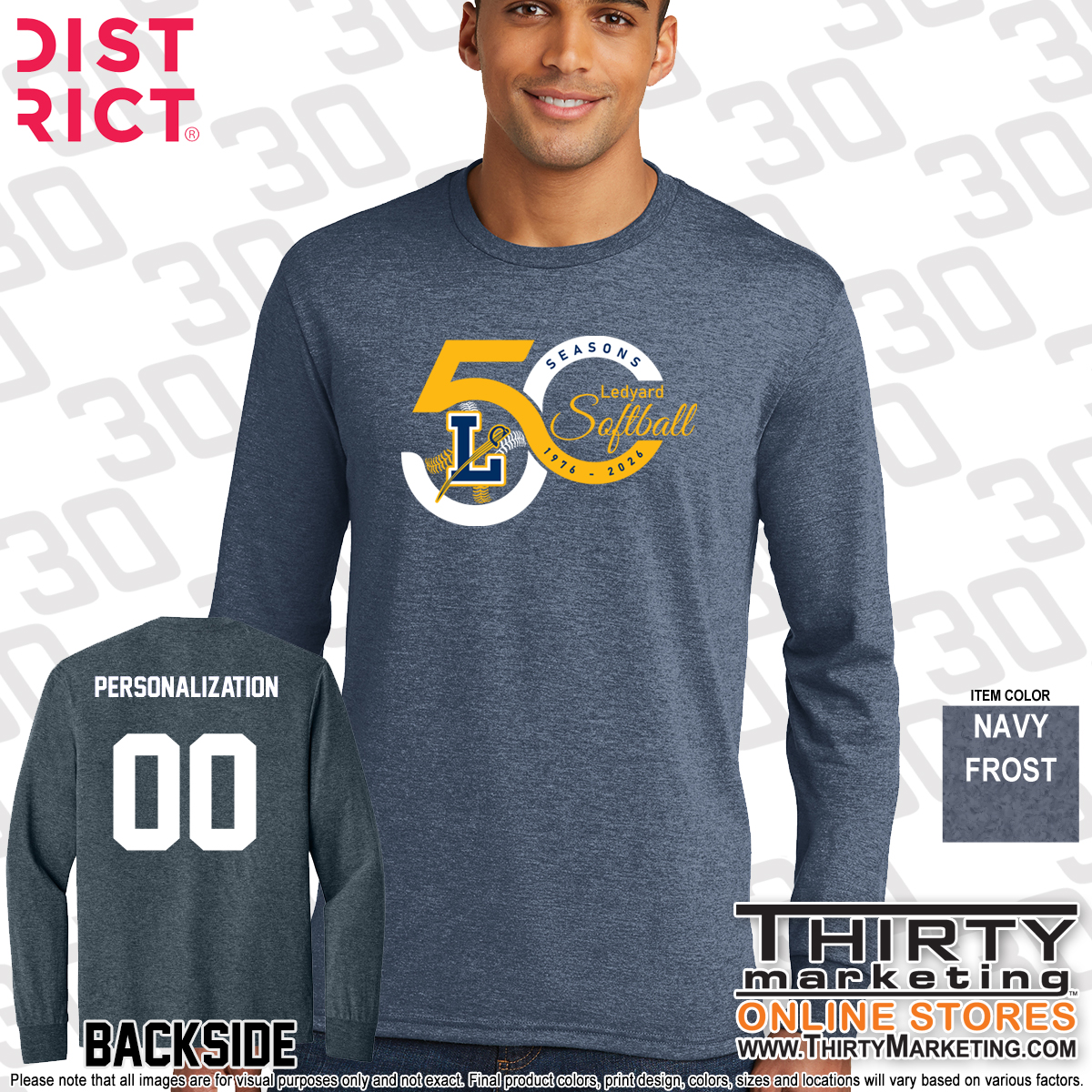 LHS Softball 50 Seasons District Long Sleeve Tee