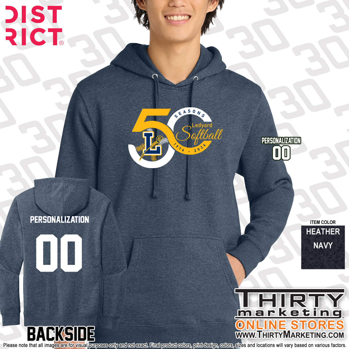 LHS Softball 50 Seasons District Fleece Hoodie