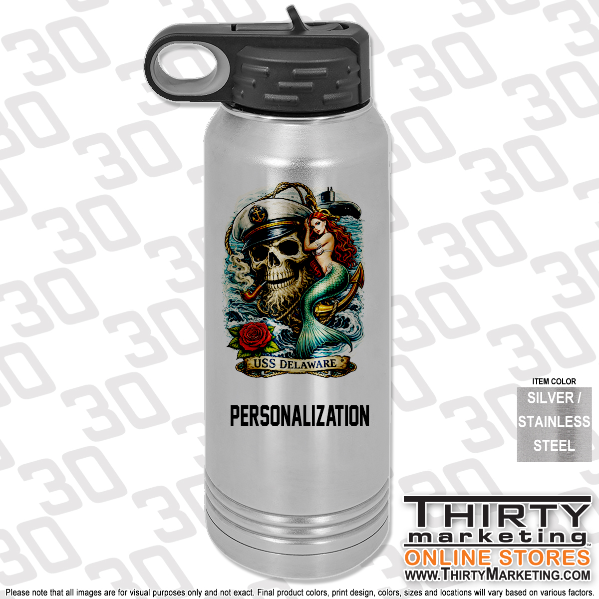USS Delaware FRG 30oz Water Bottle - Image 2
