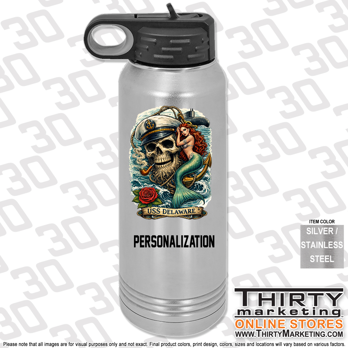 USS Delaware FRG 30oz Water Bottle - Image 2