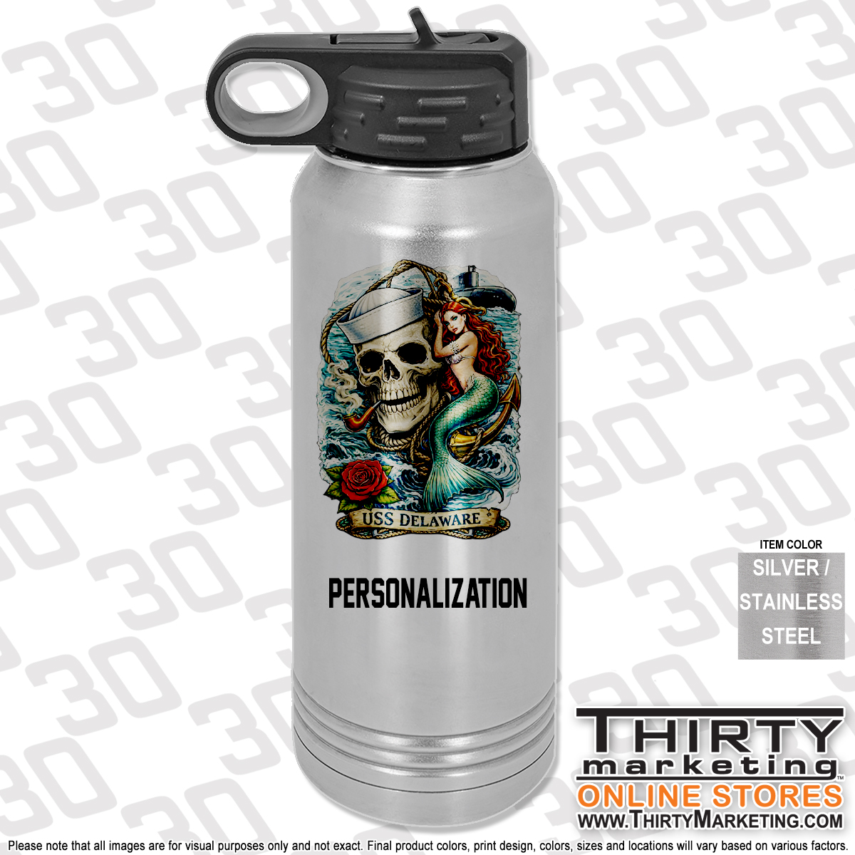 USS Delaware FRG 30oz Water Bottle - Image 3