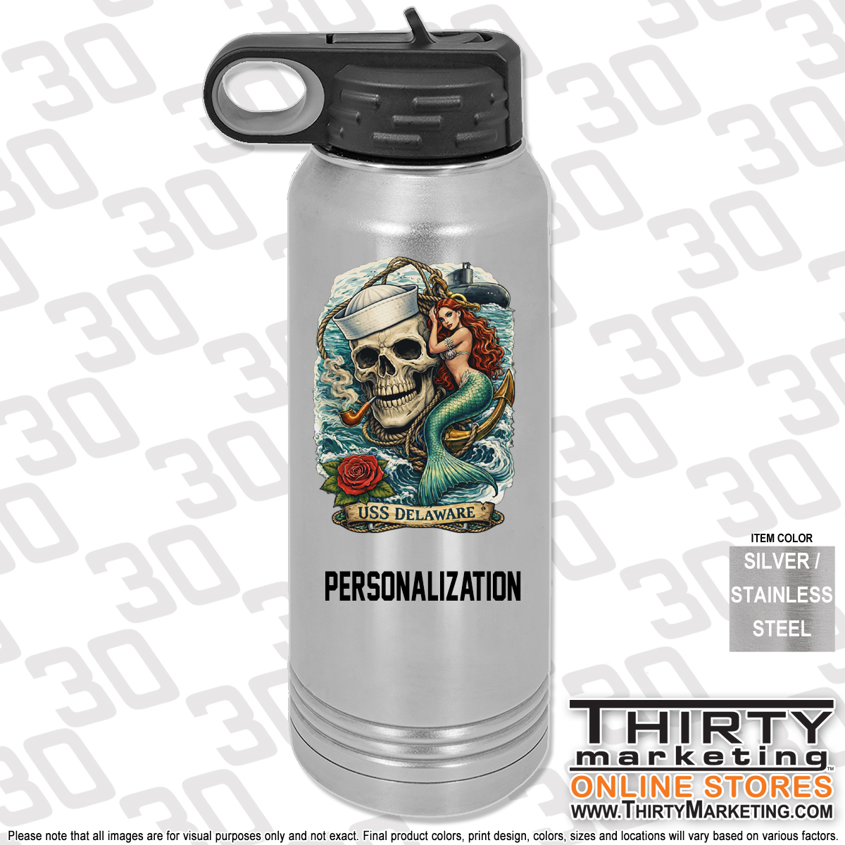 USS Delaware FRG 30oz Water Bottle - Image 3
