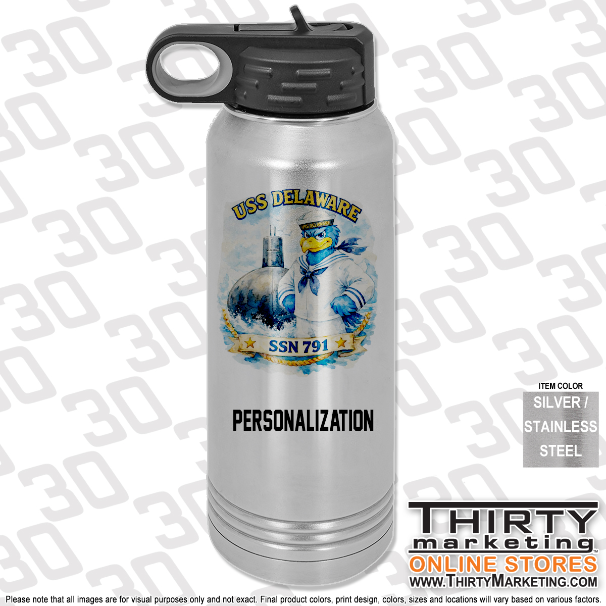 USS Delaware FRG 30oz Water Bottle - Image 4