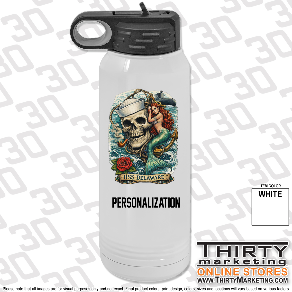 USS Delaware FRG 30oz Water Bottle